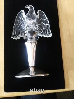 Rare Vintage 1938 Imperial Clear Glass Eagle Adapter Candle holders Pair