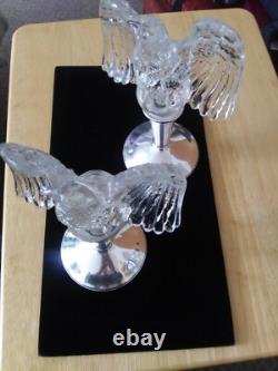 Rare Vintage 1938 Imperial Clear Glass Eagle Adapter Candle holders Pair