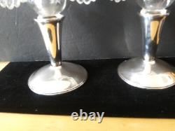 Rare Vintage 1938 Imperial Clear Glass Eagle Adapter Candle holders Pair