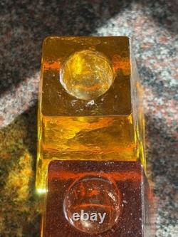 Rare Vintage FIRE & LIGHT Candle Holders Recycled Studio Art Glass Signed