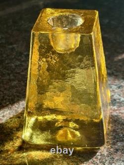 Rare Vintage FIRE & LIGHT Candle Holders Recycled Studio Art Glass Signed