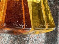 Rare Vintage FIRE & LIGHT Candle Holders Recycled Studio Art Glass Signed