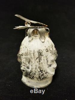 Rare Vintage German 1920's Santa Head Candle Holder on Clip Glass Ornament 3.5