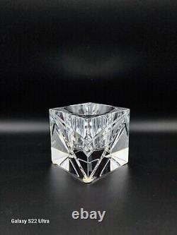 Rare Vintage Signed Baccarat France Crystal Art Glass Cube Votive Candle Holder