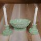 Rare Vintage Westmoreland Jadeite Center Piece With Two Candlestick Holders