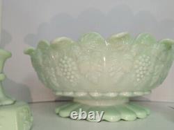 Rare Vintage Westmoreland Jadeite Center Piece With Two Candlestick Holders