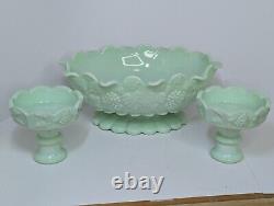 Rare Vintage Westmoreland Jadeite Center Piece With Two Candlestick Holders