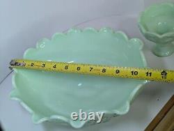 Rare Vintage Westmoreland Jadeite Center Piece With Two Candlestick Holders