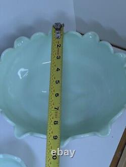 Rare Vintage Westmoreland Jadeite Center Piece With Two Candlestick Holders