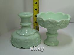 Rare Vintage Westmoreland Jadeite Center Piece With Two Candlestick Holders