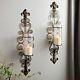 Ready To Mount Wall Candle Holder Sconces Crackle Glass Scrolled Metal Bronze