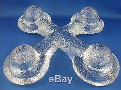 Retro PUKEBERG Sweden 1970's MODERNIST Crystal Art Glass X CANDLE HOLDER in Aust
