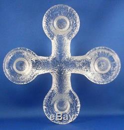 Retro PUKEBERG Sweden 1970's MODERNIST Crystal Art Glass X CANDLE HOLDER in Aust