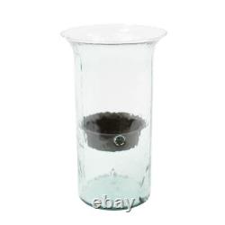 Ripple Clear Glass 15 in Candle Hurricane Rustic Pillar Holder Display Vase