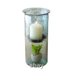 Ripple Clear Glass Large Candle Hurricane Rustic Pillar Holder Display Vase