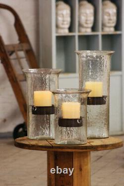 Ripple Clear Glass Large Candle Hurricane Rustic Pillar Holder Display Vase