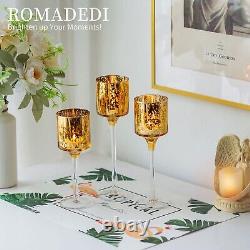 Romadedi Gold Glass Candle Holders for Table Centerpiece Mercury Tea Light Ho