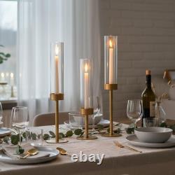 Ronasip Hurricane Candle Holders Set Of 18 Matte Gold Metal Taper Candlestick
