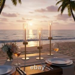 Ronasip Hurricane Candle Holders Set Of 18 Matte Gold Metal Taper Candlestick