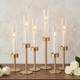 Ronasip Hurricane Candle Holders Set Of 6, Matte Gold Metal Taper Candlestick