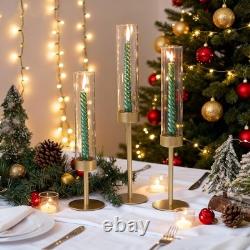 Ronasip Hurricane Candle Holders Set of 6, Matte Gold Metal Taper Candlestick