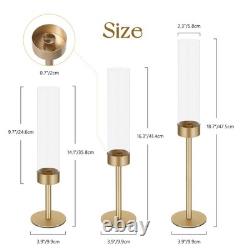 Ronasip Hurricane Candle Holders Set of 6, Matte Gold Metal Taper Candlestick