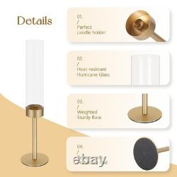 Ronasip Hurricane Candle Holders Set of 6, Matte Gold Metal Taper Candlestick