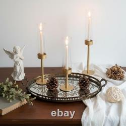 Ronasip Hurricane Candle Holders Set of 6, Matte Gold Metal Taper Candlestick