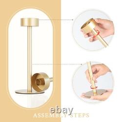 Ronasip Hurricane Candle Holders Set of 6, Matte Gold Metal Taper Candlestick