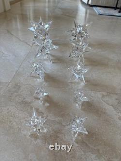 Rosenthal Moravian Star 9 Point Crystal Glass Star Candle Holders Set of 10