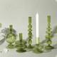 Rtteri 5 Pcs Glass Candlestick Holders Colorful Glass Taper Candle Stand Groo