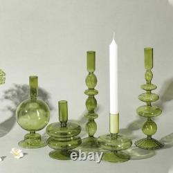 Rtteri 5 Pcs Glass Candlestick Holders Colorful Glass Taper Candle Stand Groo
