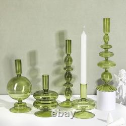 Rtteri 5 Pcs Glass Candlestick Holders Colorful Glass Taper Candle Stand Groo