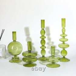 Rtteri 5 Pcs Glass Candlestick Holders Colorful Glass Taper Candle Stand Groo