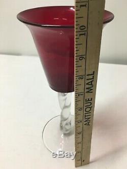 Ruby Red Blenko REGAL Candle Holder Goblet 5-RE. Mid Century Modern
