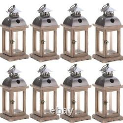 Rustic Wood Candle Lantern Candleholder 8 pc Set Wedding Centerpieces
