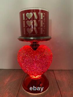 SEE VIDEO Bath Body Works 2022 GLITTER HEART Swirl Globe Pedestal Candle Holder