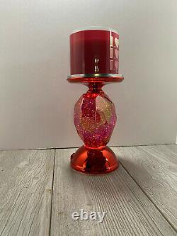 SEE VIDEO Bath Body Works 2022 GLITTER HEART Swirl Globe Pedestal Candle Holder