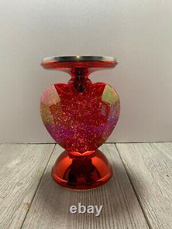 SEE VIDEO Bath Body Works 2022 GLITTER HEART Swirl Globe Pedestal Candle Holder