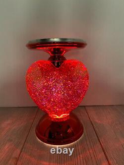 SEE VIDEO Bath Body Works 2022 GLITTER HEART Swirl Globe Pedestal Candle Holder