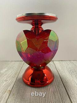 SEE VIDEO Bath Body Works 2022 GLITTER HEART Swirl Globe Pedestal Candle Holder