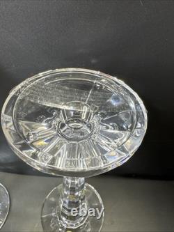 SET OF 3 WATERFORD CRYSTAL FACETED PILLAR CANDLESTICKS/ New, The Box Is Damage
