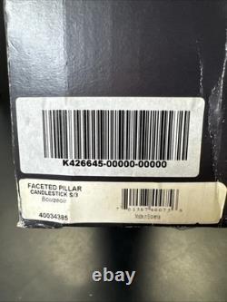 SET OF 3 WATERFORD CRYSTAL FACETED PILLAR CANDLESTICKS/ New, The Box Is Damage