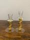 Set Of 2 Union Street Gold Spiral Hand Blown Glass Candle Stick Holders Signed