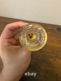 SET Of 2 UNION STREET GOLD SPIRAL Hand Blown Glass Candle Stick Holders SIGNED
