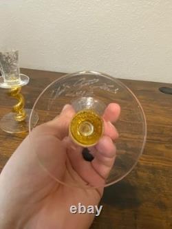 SET Of 2 UNION STREET GOLD SPIRAL Hand Blown Glass Candle Stick Holders SIGNED