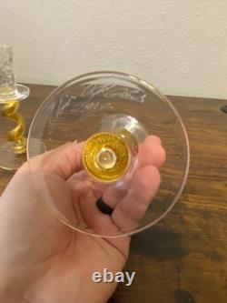 SET Of 2 UNION STREET GOLD SPIRAL Hand Blown Glass Candle Stick Holders SIGNED