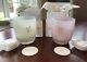 Set Of Glassybaby Posie & Forget Me Not Etched Candle Holder Creamy Pink Retired