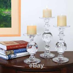 SIGNALS Candlestick 3-Set Solid Glass Baluster Pillar Candle Holder Candelabra
