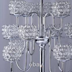 SILVER 40 Crystal Beaded Candelabra Candle Holder Party Party Light Gray